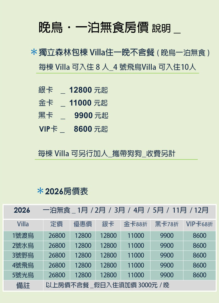 獨立森林晚鳥-一泊無食