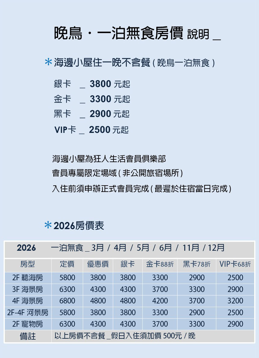 海邊小屋-晚鳥一泊無食